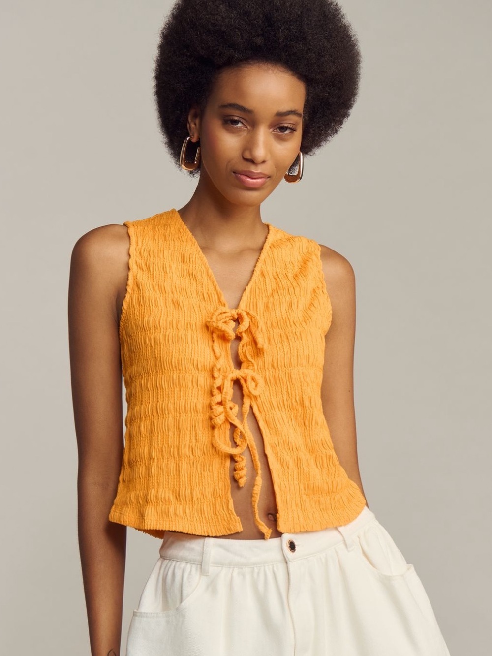 Anthropologie Timeless Sleeveless Fairycore Front-Tie Tank Top Women Size Large